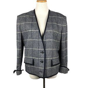 Vintage Jaeger Wool Blazer Navy Plaid